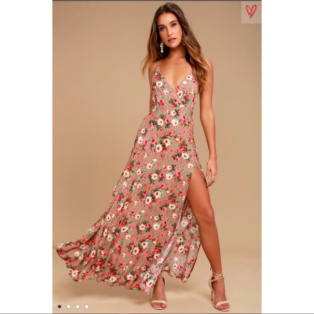 Lulu’s Floral Maxi w/ front slit NWOT